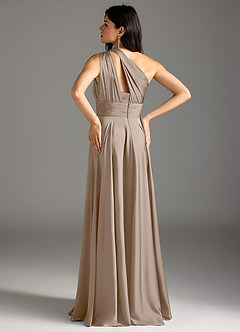 Azazie Charlize Jurken voor bruidsmeisjes Jurk van Stretch Satijn met A-lijn One-shoulder Taupe image6