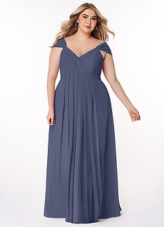 Azazie Kaitlynn Bridesmaid Dresses Stormy Empire Ruched Chiffon Convertible Dress image10