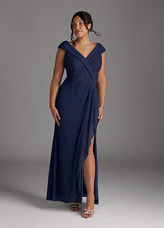 Azazie Calathea Mother of the Bride Dresses Dark Navy A-Line Lace Dress image6