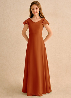 Azazie Nari Junior Formal Flower Girl Klänningar Klä A-Line i Chiffong med ärmar image6