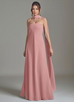 Azazie Ilana Abiti da Damigella Abito A-Line in Chiffon Senza Spalline Rosa Polverosa image3