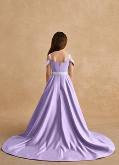 Azazie Jodi Robe Demoiselle D'honneur Fillette Robe Trapèze en Mat Satiné Lilas image2