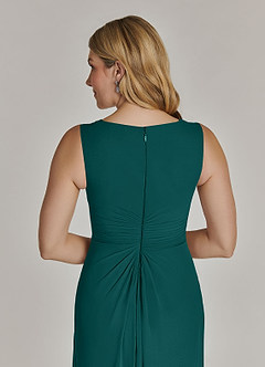 Azazie Manuella Mother of the Bride Dresses Peacock A-Line V-Neck Pleated Chiffon Dress image9