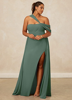 Christian Siriano Bridal for Azazie 1014 Bridesmaid Dresses Eucalyptus A-Line Off the Shoulder Chiffon Dress image13