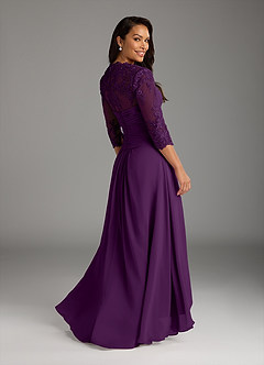 Azazie Devereaux Mother of the Bride Dresses Grape A-Line Lace Chiffon Dress image2