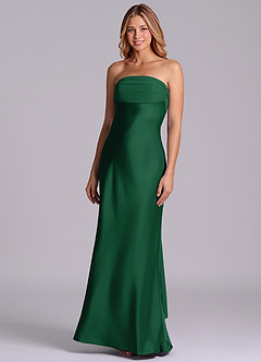 Azazie Ailanie Brudtärnklänningar Klä av Tubklänning i Stretch Satin Axelbandslös Mörkgrön image1