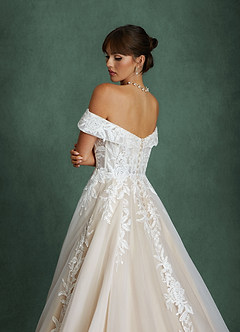 Azazie Becca Robes de mariée Robe Trapèze en Tulle Décolleté en cœur Diamant Blanc Champagne image6