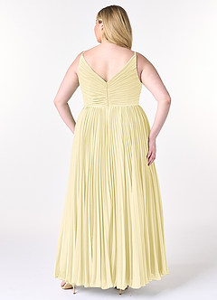 Azazie Raychelle Bridesmaid Dresses Lemon Sorbet A-Line V-Neck Chiffon Dress image9
