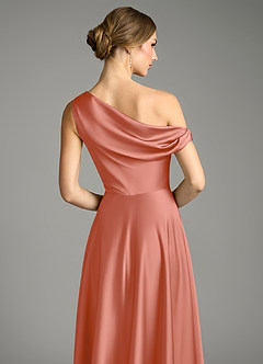 Azazie Xanthe Final Sale Sky Blue A-Line Off the Shoulder Stretch Satin Dress image6