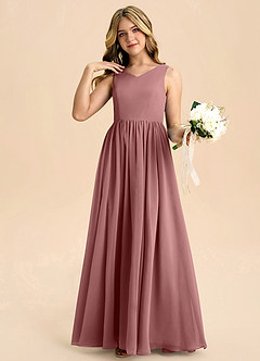 Azazie Hathaway Junior Desert Rose A-Line Bow Chiffon Dress image5