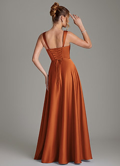 Azazie Azaria Bridesmaid Dresses Cinnamon A-Line Corset Stretch Satin Dress image5