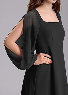 Azazie Bondi Junior Jurk van Chiffon met A-Lijn Blouson Zwart image8