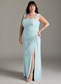 Azazie Jesaphine Bridesmaid Dresses Mist Sheath Bow Chiffon Dress image11