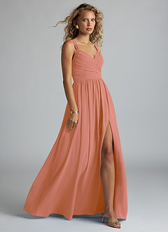 Azazie Aziza Bridesmaid Dresses MAI TAI A-Line V-Neck Pleated Chiffon Dress image3