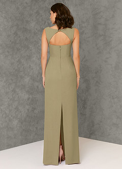 Azazie Flori Bridesmaid Dresses Moss Green Sheath Square Neckline Chiffon Dress image2