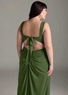 Azazie Jesaphine Bridesmaid Dresses Olive Sheath Bow Chiffon Dress image14