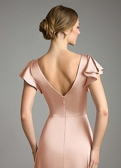 Azazie Omari Bridesmaid Dresses Rose Gold A-Line Stretch Satin Dress image7