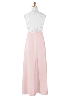 Azazie Rana Junior Robe Trapèze en Mousseline de soie Dentelle Rose Pâle image6