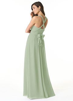 Azazie Olani Bridesmaid Dresses Dusty Sage A-Line Off the Shoulder Chiffon Convertible Dress image3