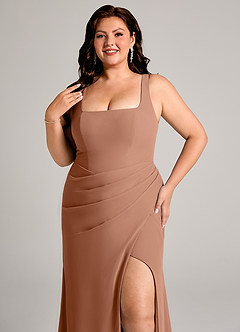Azazie Mero Bridesmaid Dresses Bronzer Sheath Pleated Chiffon Dress image14