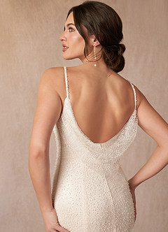 Azazie Eris Vestidos de novia Vestido de Blanco Diamante Alabastro Blanco de Cuentas de Corte Sirena con Cuello en V image10