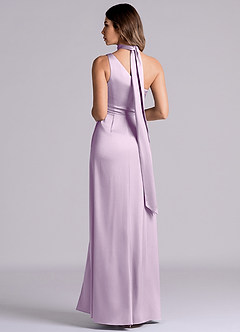 Azazie Philana Bridesmaid Dresses Frosted Lilac A-Line One Shoulder Stretch Satin Dress image7
