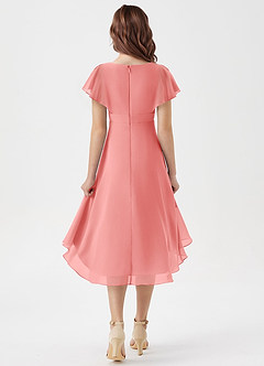Azazie Graciela Junior Coral A-Line Pleated Chiffon Dress image2