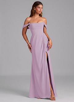 Azazie Johana Jurken voor bruidsmeisjes Converteerbaar Jurk van Chiffon met Zeemeermin Off the Shoulder Blauweregen image6