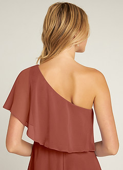 Azazie Lizzy Bridesmaid Dresses Auburn A-Line One Shoulder Chiffon Dress image3