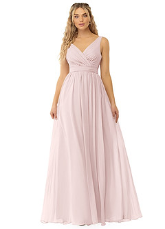Azazie Kora Bridesmaid Dresses Blushing Pink A-Line Pleated Chiffon Dress image1