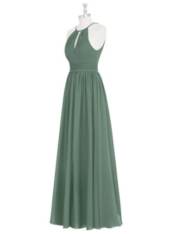 Azazie Cherish Bridesmaid Dresses Eucalyptus A-Line Pleated Chiffon Dress image8