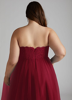 Azazie Roni Bridesmaid Dresses Burgundy A-Line Sweetheart Neckline Tulle Convertible Dress image12