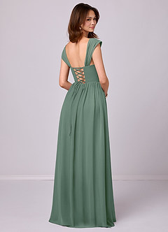 Barbie ♥ Azazie Bridesmaid Dresses Eucalyptus A-Line Corset Chiffon Dress image5