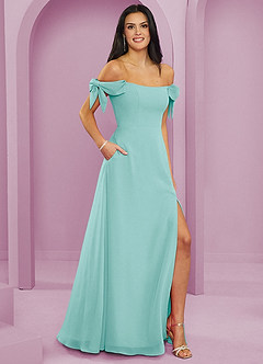 Barbie ♥ Azazie Abiti da Damigella Abito Convertibile A-Line in Chiffon a Spalla Scoperta Acqua image11