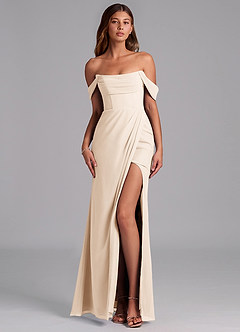 Azazie Johana Jurken voor bruidsmeisjes Converteerbaar Jurk van Chiffon met Zeemeermin Off the Shoulder Wit Albast image1