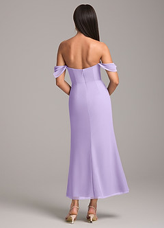 Azazie Saige Robes de demoiselle d'honneur Robe Fourreau Convertible en Mousseline de soie Épaule décolletée Lilas image5