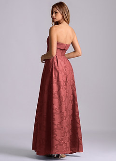 Azazie Lucienne Robes de demoiselle d'honneur Robe Trapèze en Blumen-Burnout Bustier Terracotta image2