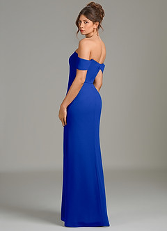 Azazie Charmaine Bridesmaid Dresses Royal Blue A-Line Off the Shoulder Chiffon Dress image5