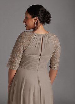 Azazie Gracelyn Mother of the Bride Dresses Taupe A-Line Lace Dress image12