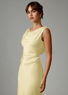 Azazie Kieryn Robes de demoiselle d'honneur Robe Sirène en Satin extensible Plissée Sorbet Citron image6