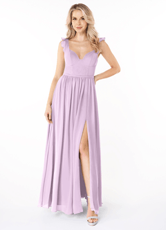 Azazie Stassie Bridesmaid Dresses Frosted Lilac A-Line Sweetheart Ruched Chiffon Dress image1
