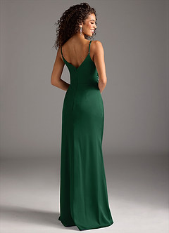 Azazie Deandra Bridesmaid Dresses Dark Green Mermaid Pleated Stretch Satin Dress image2