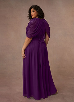 Azazie Olena Mother of the Bride Dresses Grape A-Line Sequins Chiffon Dress image10