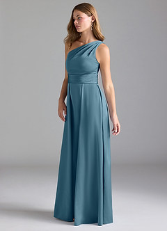 Azazie Dallas Bridesmaid Dresses Bermuda A-Line One Shoulder Stretch Satin Dress image5