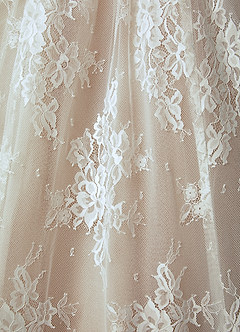 Azazie Justice Vestidos de noiva Vestido Diamante Branco Nu de Renda de Vestido de baile com Fora do ombro image6
