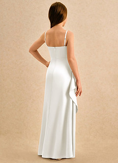 Azazie Cannoli Girls Formal 플라워 걸 드레스 A라인 주름진 매트 새틴 플로어 길이 드레스 image2