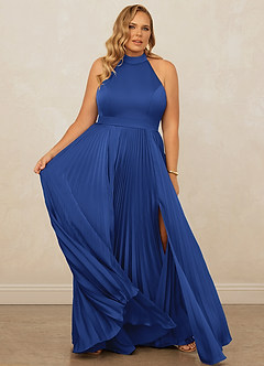 Christian Siriano Bridal for Azazie 1007 Bridesmaid Dresses Royal Blue A-Line Pleated Stretch Satin Dress image11