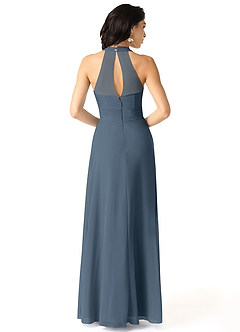 Azazie Danica Robes de demoiselle d'honneur Robe Trapèze en Mousseline de soie Plissée Neptune image2