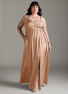 Azazie Alia Bridesmaid Dresses English Rose A-Line Pleated Stretch Satin Dress image10