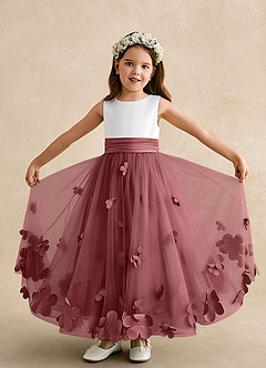 Azazie Vi Robe Demoiselle D'honneur Fillette Robe Trapèze en Tulle Sans manches Améthyste image5